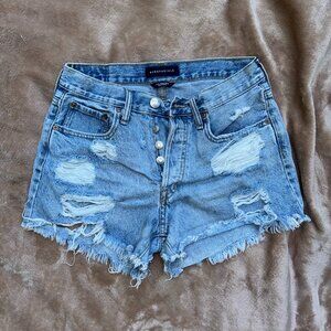 AERO Hi-Rise Cut-Off Distressed Denim Shorts
